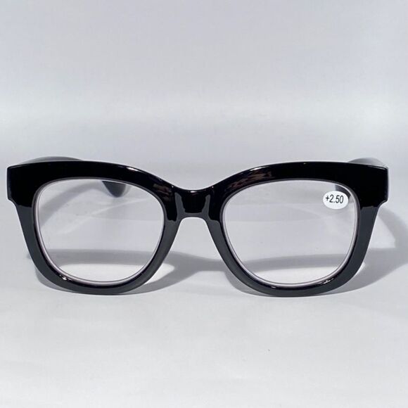 0555 Mona Reading Glasses Black Oversize 2.50 Readers Eyeglasses NWT - Picture 2 of 8